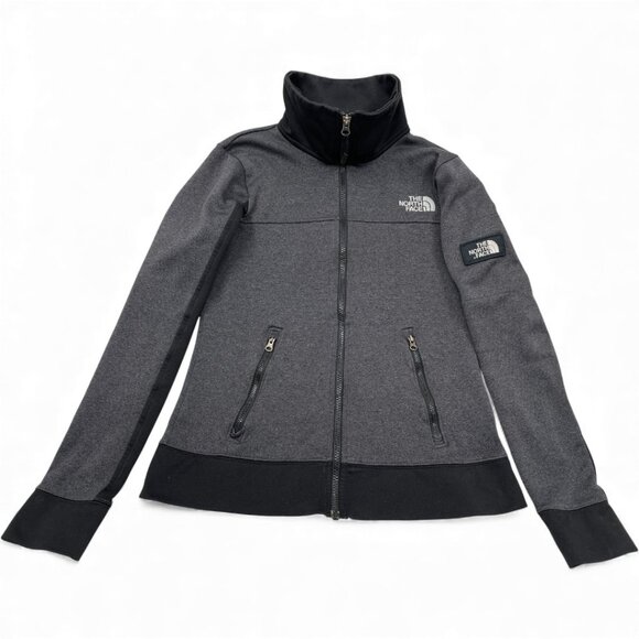 The North Face Gray Black Stretch Full Zip Training Running Jacket Women's Small - Picture 2 of 9